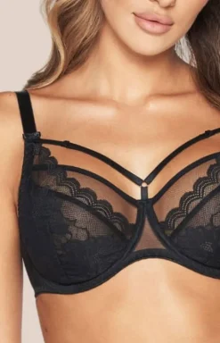 Alice SC-931 czarny koronkowy biustonosz miękki soft z ozdobnymi paskami