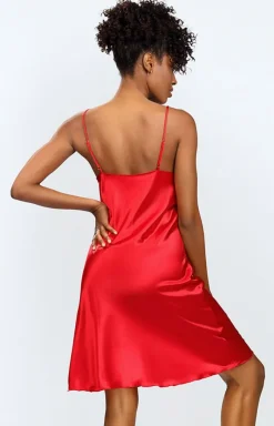 Damskie DKaren Koszula Nocna Satynowa|Koszula Nocna Koronkowa - Aika kozuka w koorze