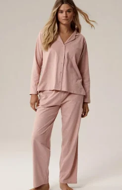 Damskie ATLANTIC Bielizna Plus Size|Ciepłe Piżamy - bawełniana piżaa daka rozpinana NP-503-RÓŻOWY JANY