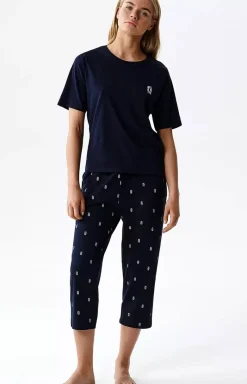 Damskie ATLANTIC Bielizna Plus Size|Bielizna Homewear - bawełniana piżaa daka dwuczęściowa NP-511-GRA