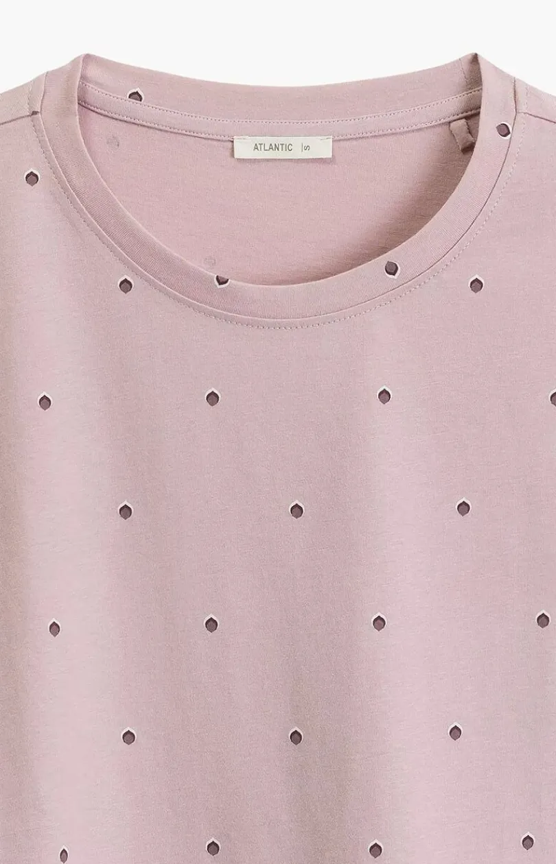 Damskie ATLANTIC Bielizna Plus Size|Ciepłe Piżamy - długa bawełniana piżaa daka NP-500-RÓŻANY