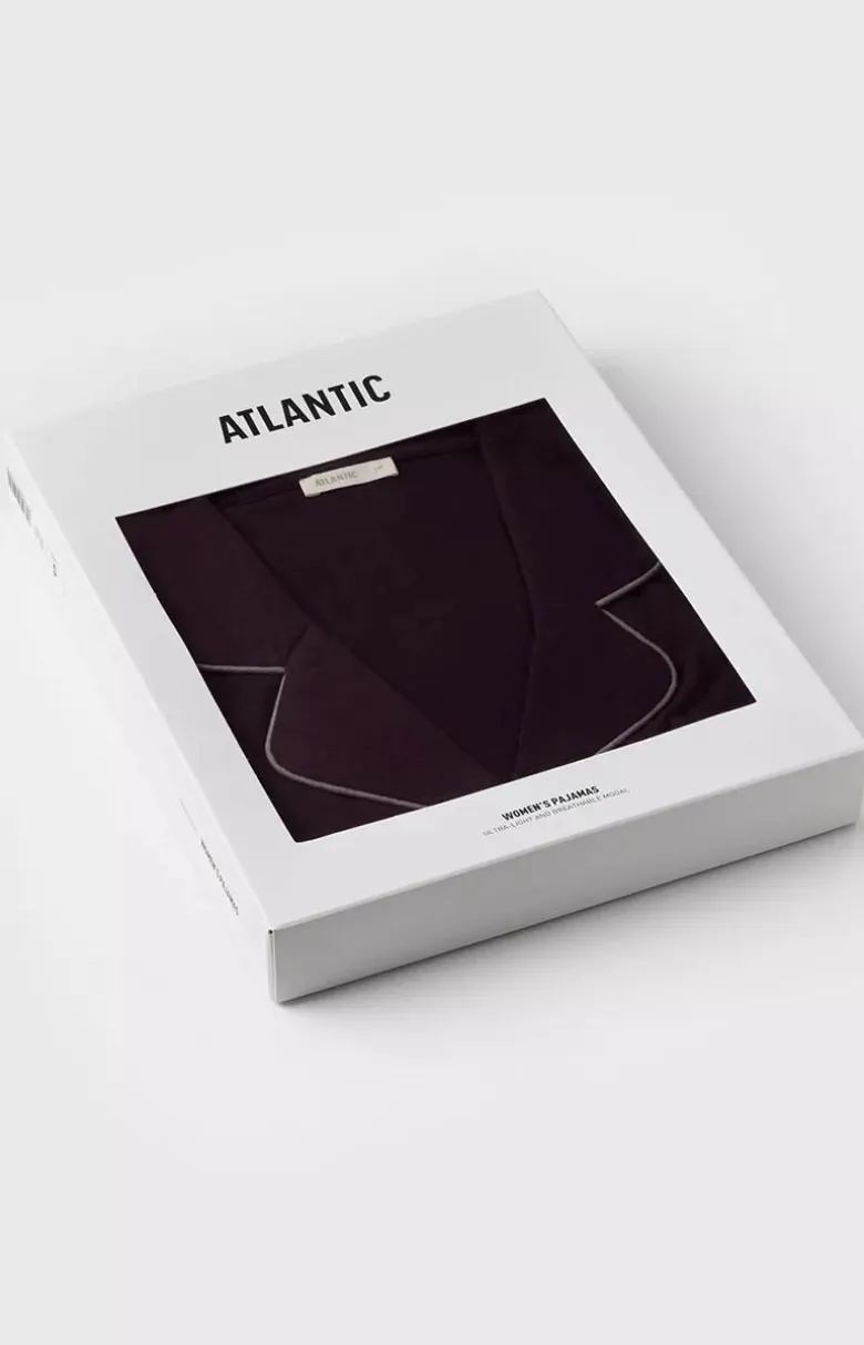 Atlantic długa piżama damska rozpinana NLP-495-WINO