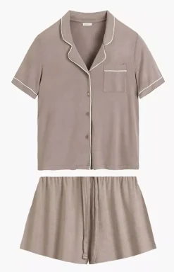 Damskie ATLANTIC Piżamy Damskie Krótkie|Bielizna Homewear - dwuczęściowa piżaa daka rozpinana NP-496-KANY