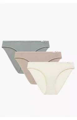 Damskie ATLANTIC Wielopaki Damskie|Figi Bawełniane - 3-pack figi damskie Bikini 3CLP-001-BEZ/BEZM/ZIEJ