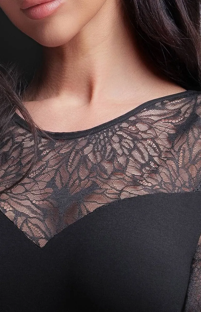 Ava body damskie z koronką i długim rękawem 030