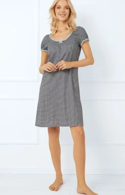 Damskie Italian Fashion Koszule Nocne|Koszule Nocne Damskie - Bawełniana kozula nocna daka na krótki rękaw Taria