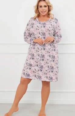 Damskie Italian Fashion Koszule Nocne|Koszule Nocne Damskie - Bawełniana koszula nocna daska z długi rękawe Toliana
