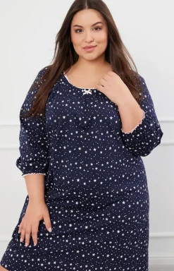 Damskie Italian Fashion Koszule Nocne|Koszule Nocne Damskie - Bawełniana kozua nocna daka z rękawe 3/4 Arugia