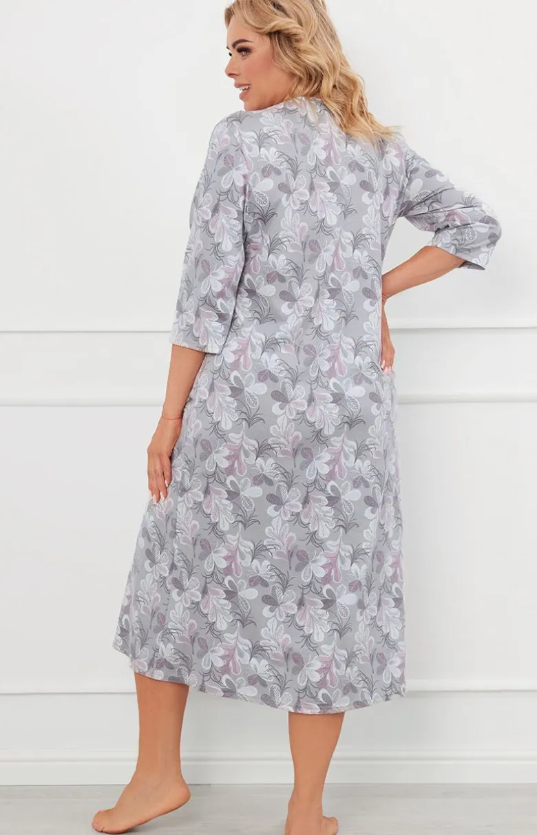 Damskie Italian Fashion Koszula Nocna Bawełniana|Koszula Nocna Z Długim Rękawem - Bawełniana koszua nocna daska z 3/4 rękaw Topana