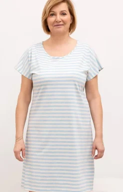 Damskie Regina Koszule Nocne|Koszule Nocne Damskie - Bawełniana koszula nocna w e paski plus size 2001