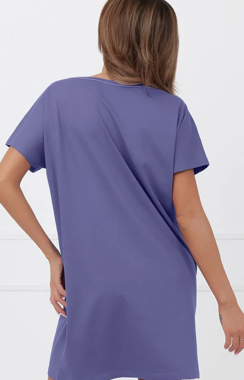 Damskie Italian Fashion Koszule Nocne|Koszule Nocne Damskie - Bawełniana kozua nocna z krótki rękawe Ria