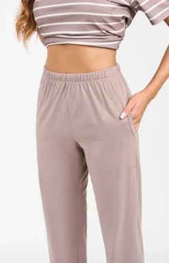 Damskie Italian Fashion Piżamy Bawełniane|Piżamy Damskie Długie - Bawełniana piżama damska w paski Betty