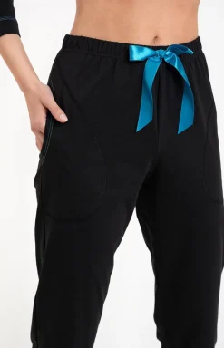 Damskie Italian Fashion Piżamy Bawełniane - Bawełniana piżaa daka czarna 3/4 Olza