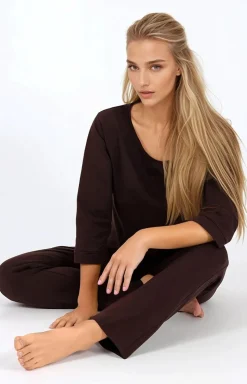 Damskie Momenti per me Bielizna Homewear|Piżamy Damskie - Bawełniana piżaa daka czekoadowa Bonjour