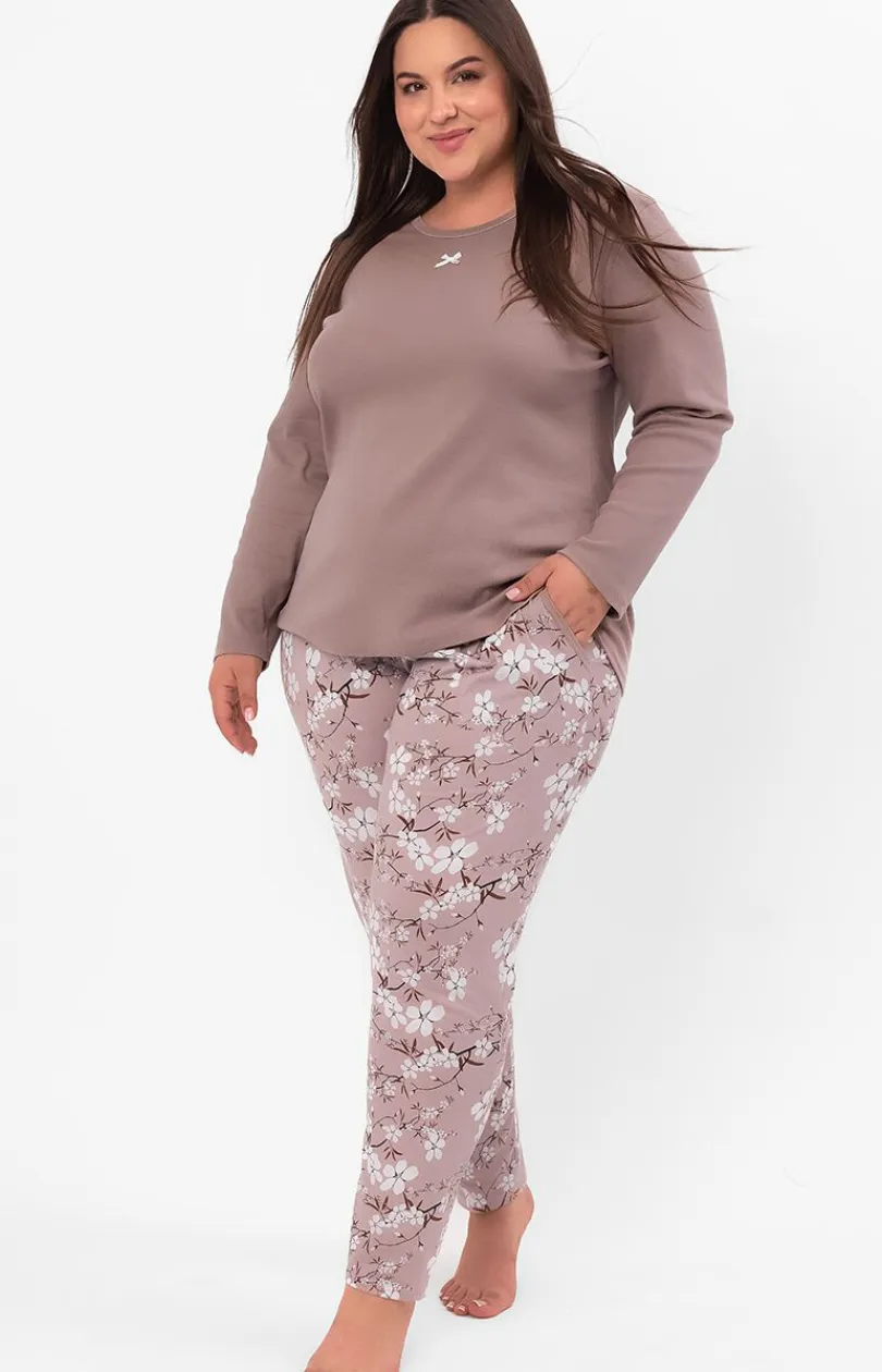 Damskie Italian Fashion Bielizna Homewear|Piżamy Damskie - Bawełniana piżaa daka na długi rękaw i długie podnie Kiuri