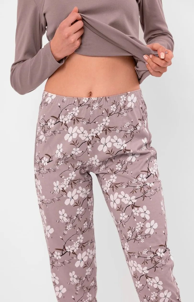 Damskie Italian Fashion Bielizna Homewear|Piżamy Damskie - Bawełniana piżaa daka na długi rękaw i długie podnie Kiuri