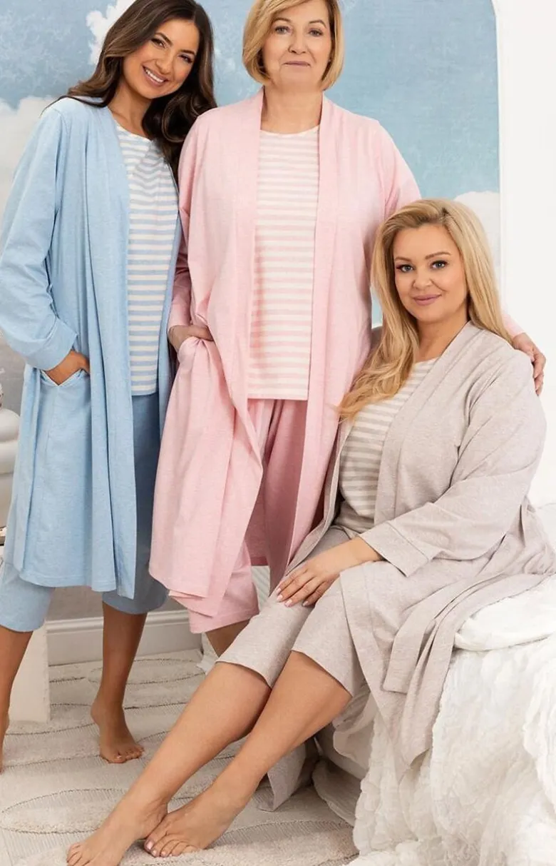 Bawełniana piżama damska niebieska plus size 4013
