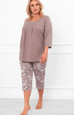 Damskie Italian Fashion Piżamy Damskie|Piżamy Dwuczęściowe - Bawełniana piżaa daska 3/4 Oszia
