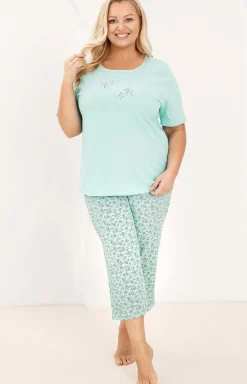 Bawełniana piżama damska plus size zielona 736