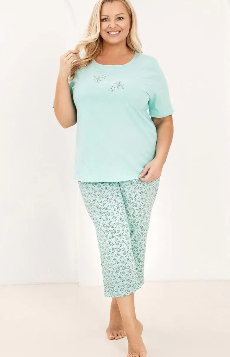 Bawełniana piżama damska plus size zielona 736
