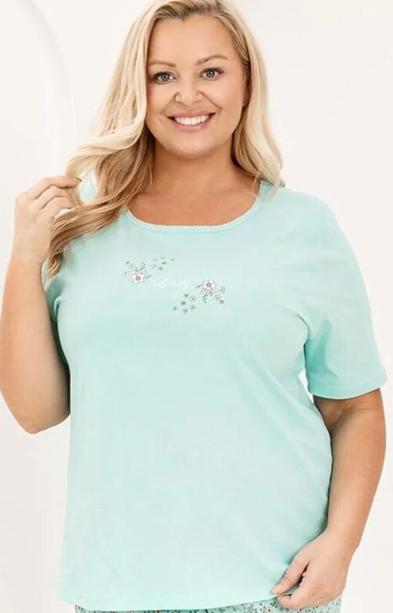 Bawełniana piżama damska plus size zielona 736
