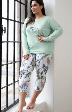 Damskie Taro Piżamy Bawełniane|Piżamy Damskie Długie - Bawełniana piżama damska Plus Size Ariana 3016