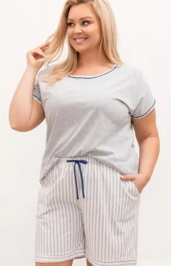 Bawełniana piżama damska plus size szara 4004