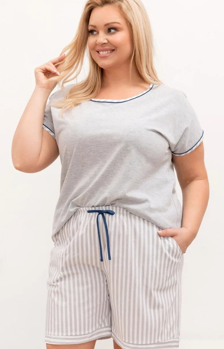 Bawełniana piżama damska plus size szara 4004