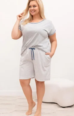 Bawełniana piżama damska plus size szara 4004