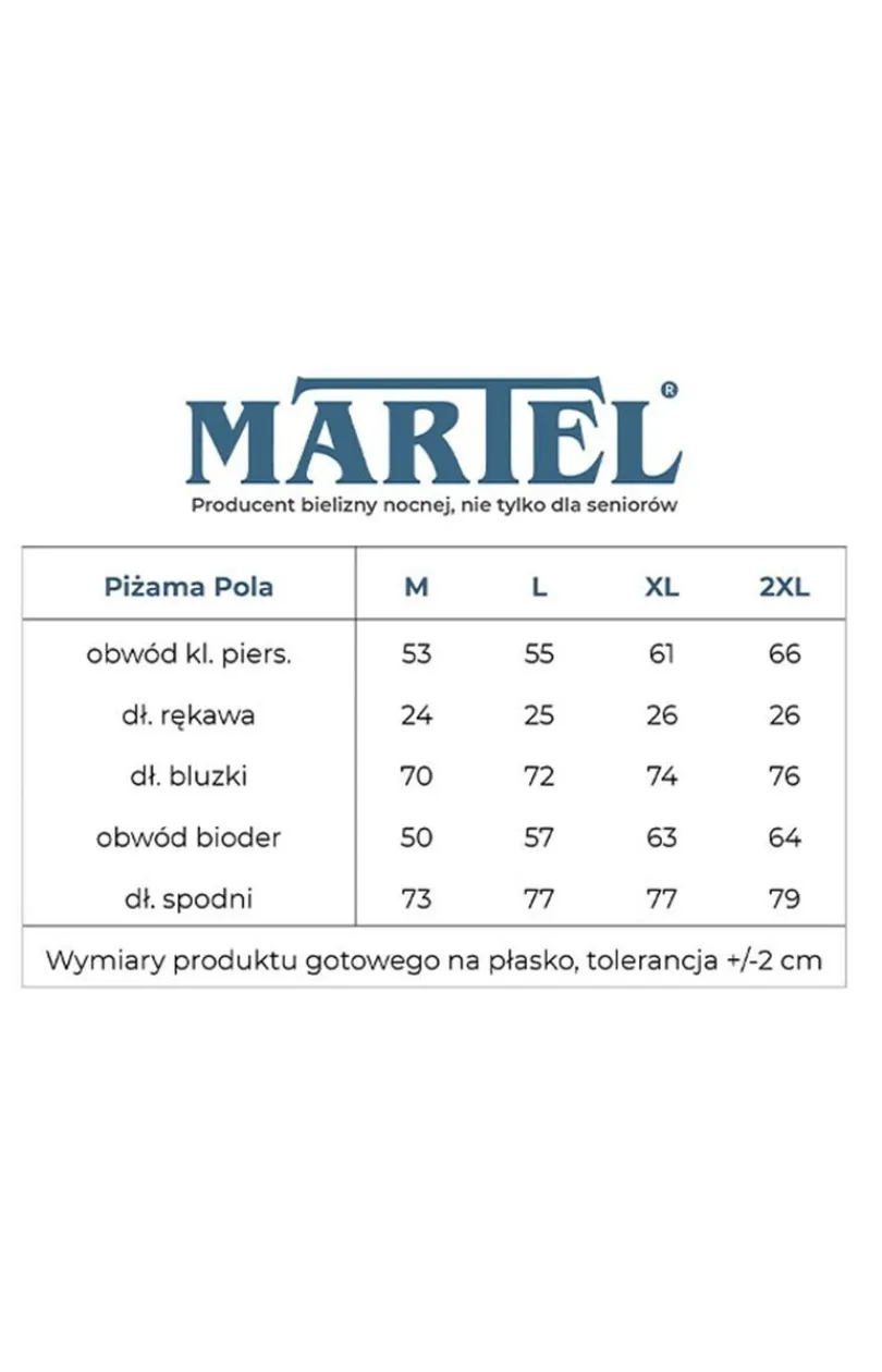 Damskie MARTEL Piżamy Rozpinane|Ciepłe Piżamy - Bawełniana piżaa daska Pola I 256 21