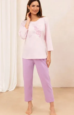 Bawełniana piżama damska różowa plus size 706