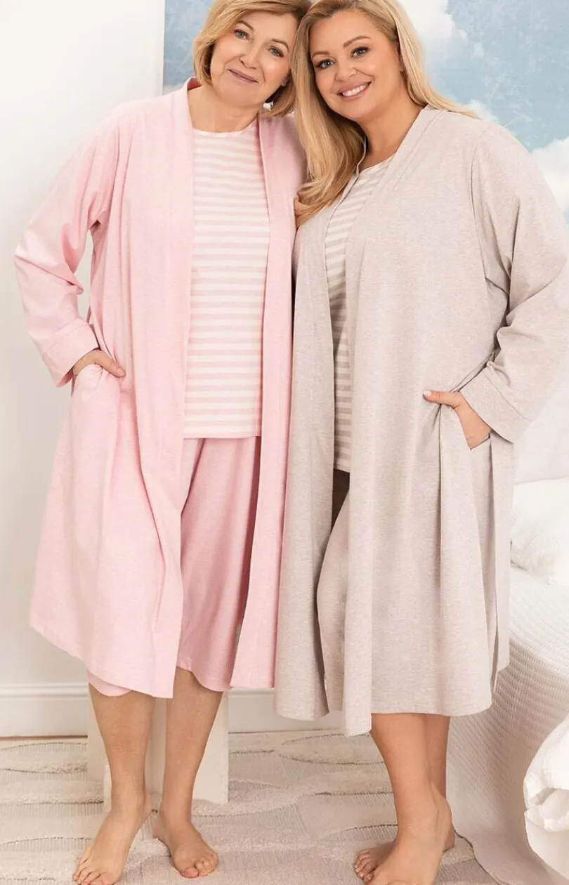 Damskie Regina Ciepłe Piżamy|Piżamy Damskie - Bawełniana piżama damska różowa plus size 4013