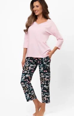 Damskie Italian Fashion Bielizna Homewear|Piżamy Damskie - Bawełniana piżaa daka z rękawe 3/4 i podniai 7/8 arial