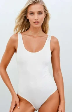 Bawełniane body damskie białe Sabrina