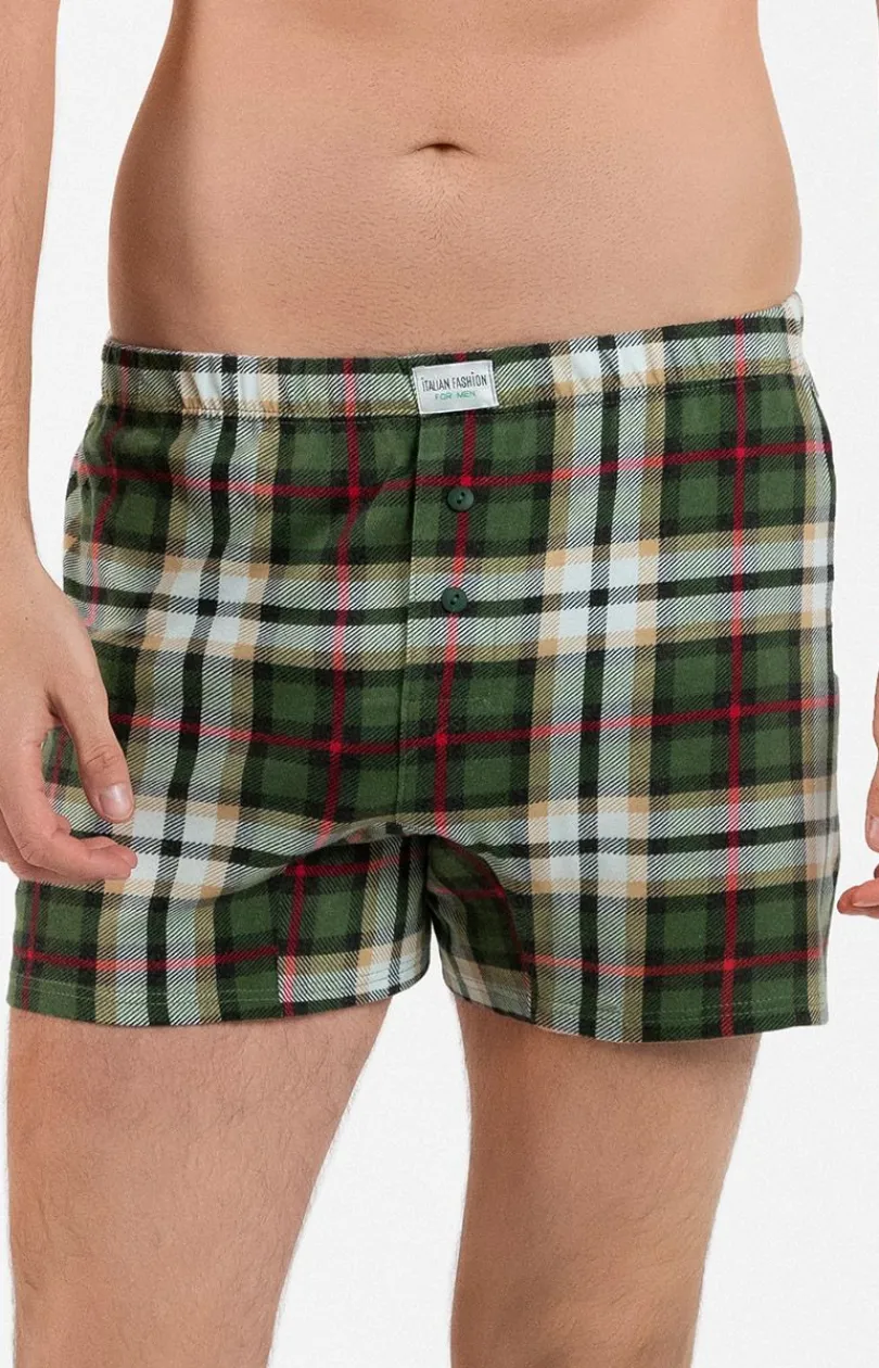 Damskie Italian Fashion Piżamy Rodzinne - Bawełniane bokserki męskie w kratę Seward