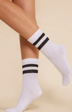 Bawełniane długie skarpetki sportowe SK029 z paskami unisex