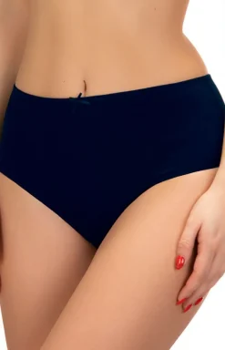 Damskie LAMA Wielopaki Damskie|Figi Z Wysokim Stanem - Bawełniane figi dakie wyokie granatowe 2-pack L-400D-04