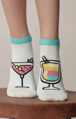 Damskie Conte Skarpetki|Długie Skarpetki - Bawełniane śmieszne skarpetki ze wzorem w drinki