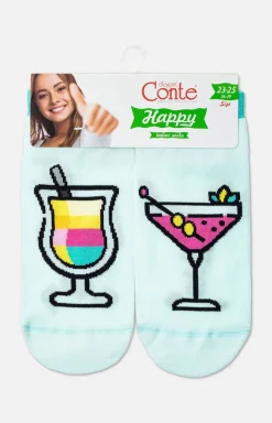 Damskie Conte Skarpetki|Długie Skarpetki - Bawełniane śmieszne skarpetki ze wzorem w drinki