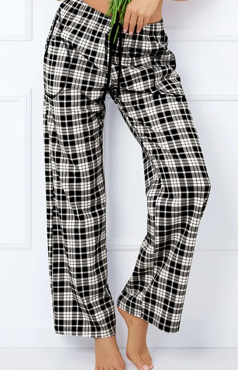 Damskie Italian Fashion Bielizna Homewear|Ciepłe Piżamy - Bawełniane spodnie damskie długie od piżamy Klara