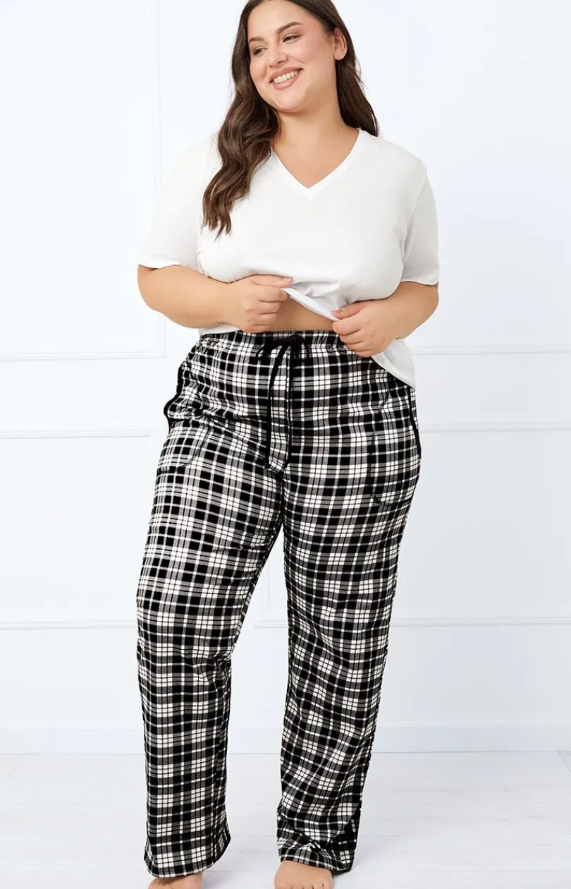 Damskie Italian Fashion Bielizna Homewear|Ciepłe Piżamy - Bawełniane spodnie damskie długie od piżamy Klara