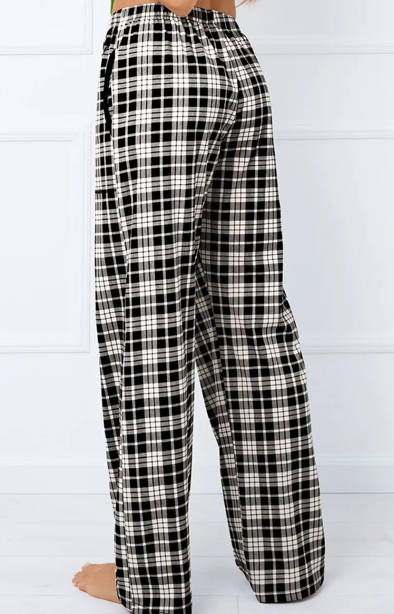 Damskie Italian Fashion Bielizna Homewear|Ciepłe Piżamy - Bawełniane spodnie damskie długie od piżamy Klara
