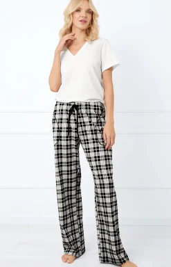 Damskie Italian Fashion Bielizna Homewear|Ciepłe Piżamy - Bawełniane spodnie damskie długie od piżamy Klara