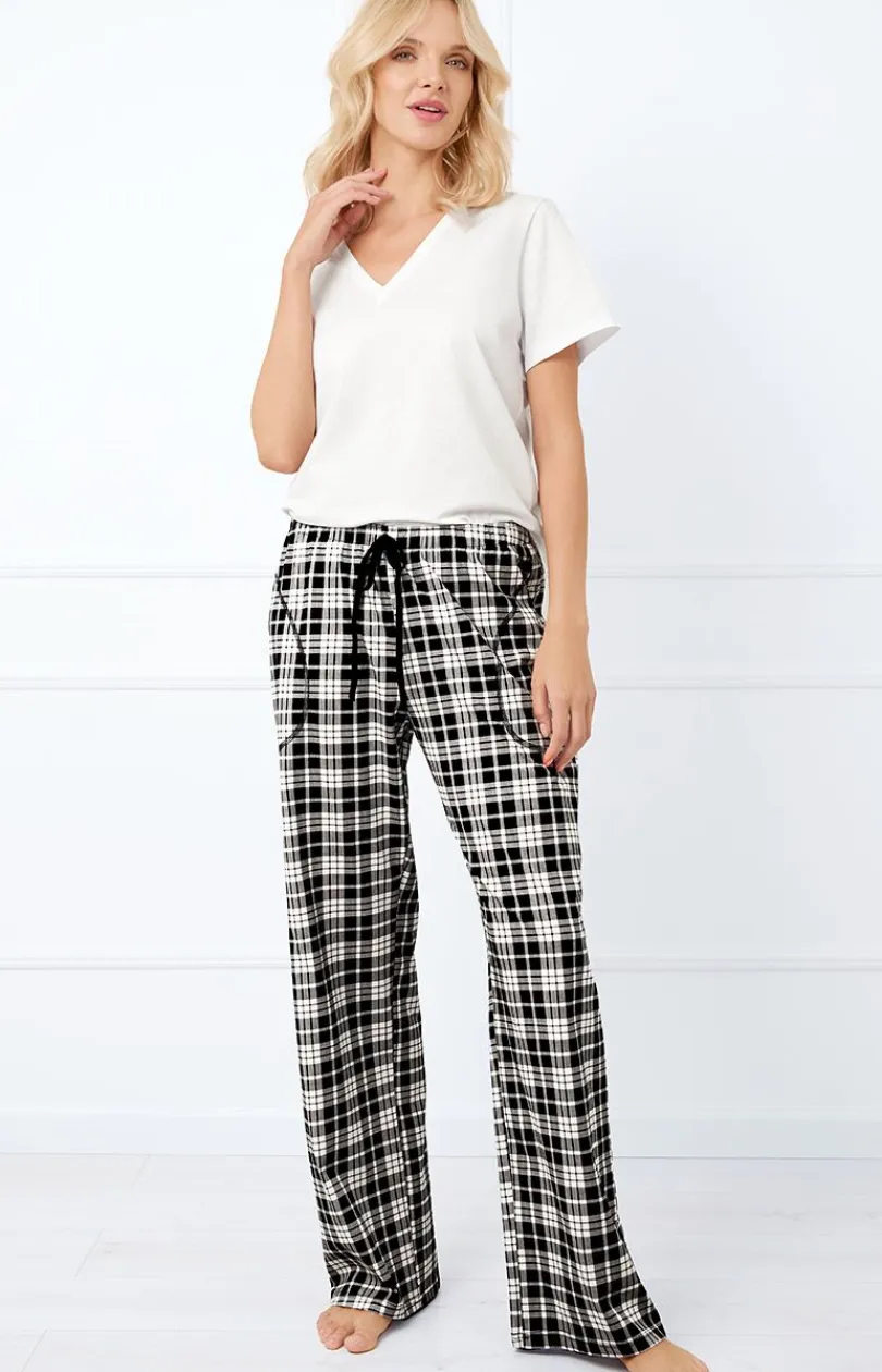 Damskie Italian Fashion Bielizna Homewear|Ciepłe Piżamy - Bawełniane spodnie damskie długie od piżamy Klara