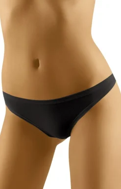 Bawełniane stringi damskie gładkie czarne Simple soft