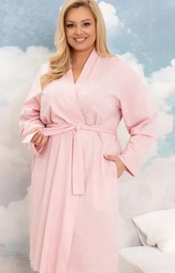 Bawełniany szlafrok damski różowy plus size 9001