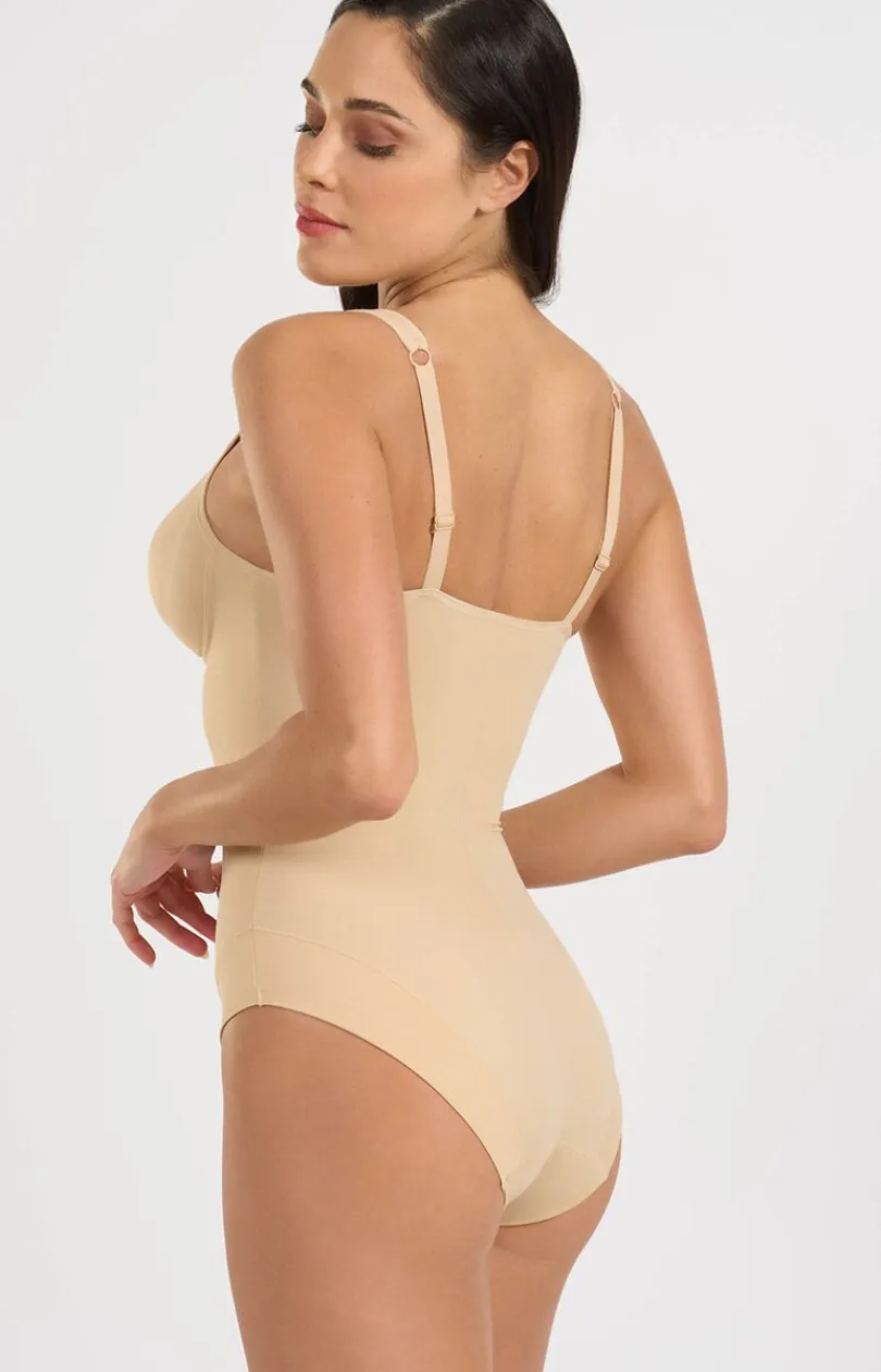 SPIMAN Body|Body - Beżowe body damskie z miseczkami 3155