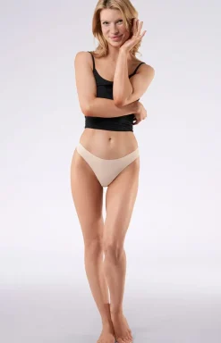 Damskie Julimex Bielizna Plus Size|Stringi Bezszwowe - Beżowe tringi dakie bezzwowe tring ipe