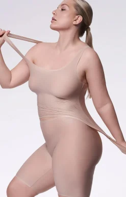 Damskie Julimex Bielizna Wyszczuplająca|Panty Damskie - Bezszwowe bermudy majtki z długą nogawką beżowe Flexi-one
