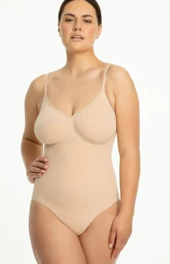Julimex Body|Bielizna Wyszczuplająca - Bezzwowe body wyzczupające beżowe 421 eae
